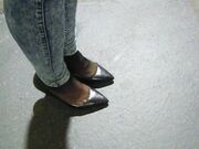 Office nylon feet-My pumps and sweaty nylon feet