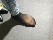 Office nylon feet-My pumps and sweaty nylon feet