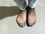 Office nylon feet-My pumps and sweaty nylon feet