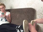 Blonde Mistress's Foot Slave