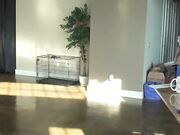 School girl trample man