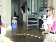 School girl trample man