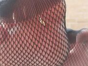 Blonde babe sexy fishnets feet soles tease pov joi