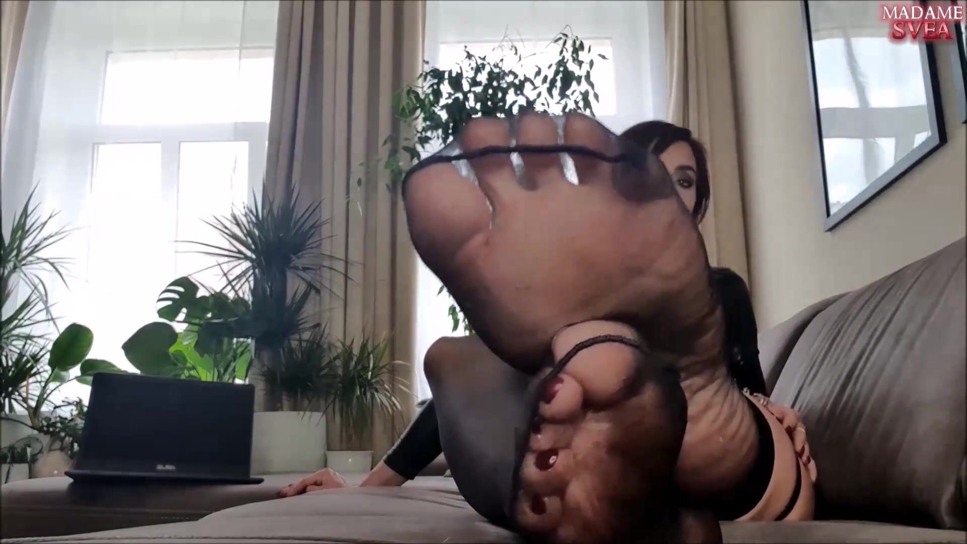Woman's Black Nylon Feet Soles