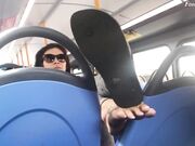Cum dirty feet on bus