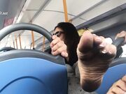 Cum dirty feet on bus