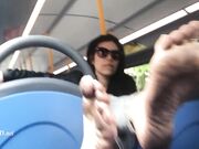 Cum dirty feet on bus