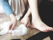 Hot asian teen nylon socks bare feet pov tease