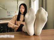 Asian babe socks feet soles bare pov soft toes