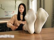 Asian babe socks feet soles bare pov soft toes