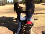 Captured & tickled upsidedown outdoor