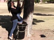 Captured & tickled upsidedown outdoor