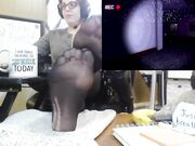 Gamer Girl's Black Tired Pantyhose Feet
