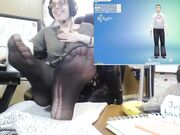 Gamer Girl's Black Tired Pantyhose Feet