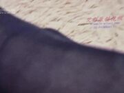 Asian Woman's Amazing Black Pantyhose Feet Domination