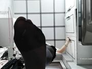 Asian Girl's Black Pantyhose Feet Slave Ignore