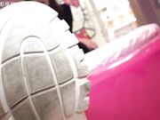 Asian Girl's Beautiful Shiny Pantyhose Feet