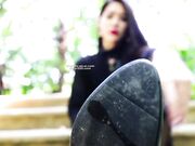 Asian Woman's Nylon Foot Slave Pov