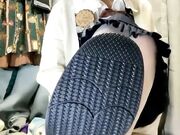 Asian Girl's White Nylon Feet Tease