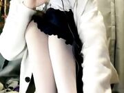 Asian Girl's White Nylon Feet Tease