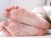 Cute asian babe long soles feet toes view pov