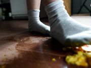 Czech Soles - Sofia in fruit-crushing spree in her worn socks