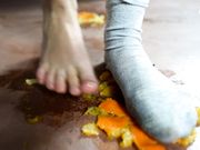 Czech Soles - Sofia in fruit-crushing spree in her worn socks