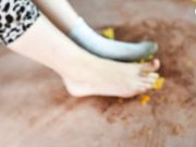 Czech Soles - Sofia in fruit-crushing spree in her worn socks
