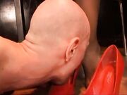 Office girl very sweaty nylon feet worship