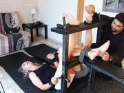 Mother & daughter immobilized feet tickled together