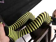 Megan socks on chair worship
