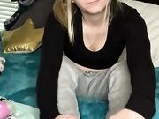 young blonde take off socks cream feet soles tease pov