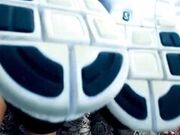 Phenomenal blonde babe gives a virtual footjob in her very first fetish JOI session