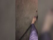 Amateur blonde worships her own dirty feet after walking barefoot