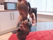 Sexy amateur exposing her extremely muddy feet and soles in the kitchen