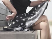 En bas nylon couture sur la plage