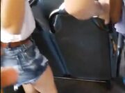 Candid flip flops feet at public bus