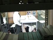 Japan mutual footjob under table