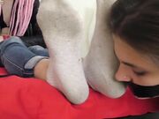 Slave girl sniff mistress smelly white socks