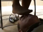 Caught by office boss worship pantyhose to bare