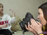 Slave girl sniff mistress smelly white socks 1