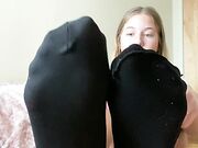 M4rygr4ce soles in black nylon socks