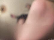 Mistress Larissa - Sweaty nylon footprint on glass