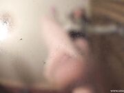 Mistress Larissa - Sweaty nylon footprint on glass