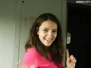 Girl enjoying barefooting so much