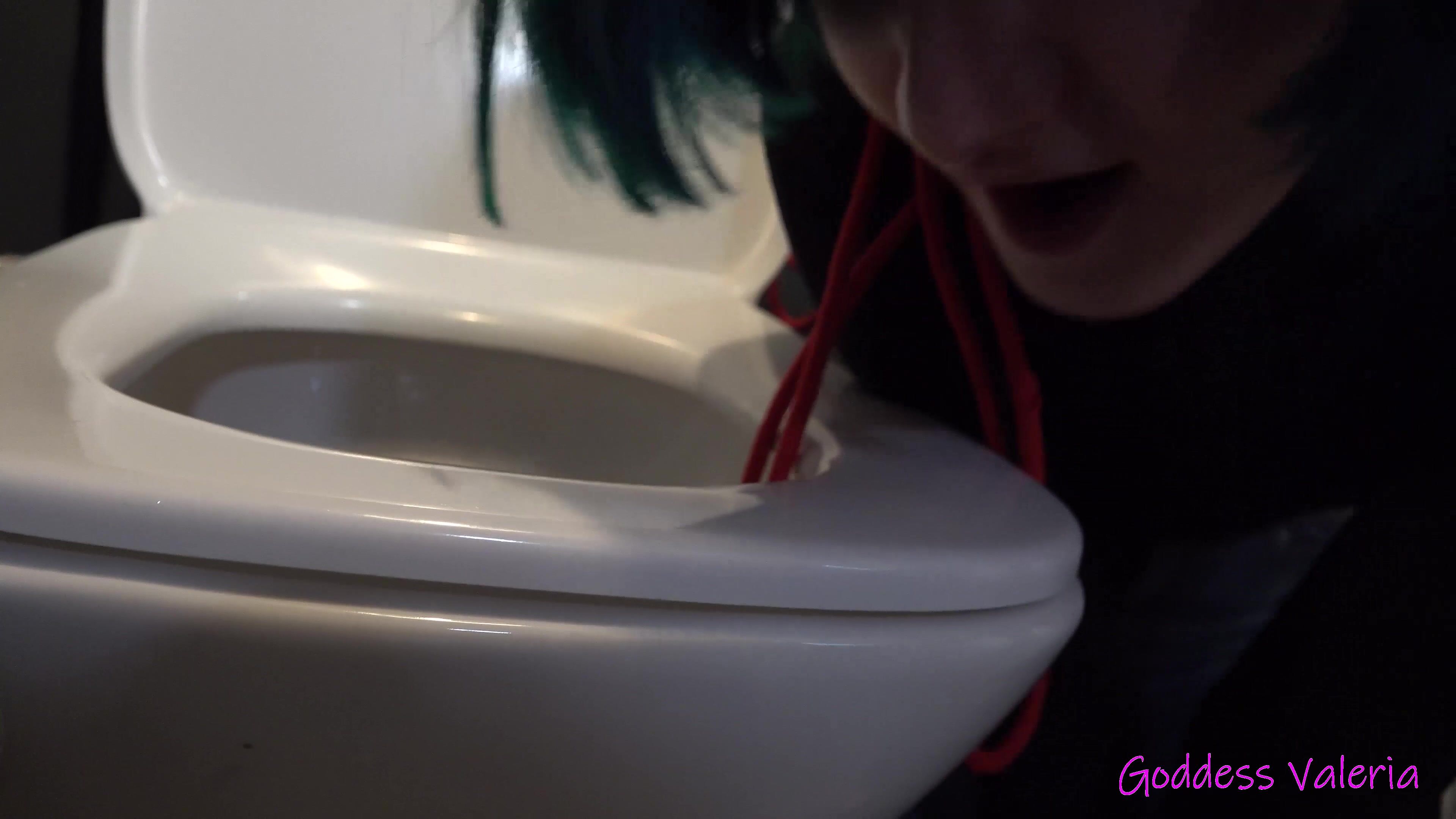 Goddess Valeria - Cleaning slave in My toilet 4K