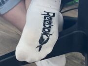 Dirty candid socks of 19 year old teen