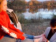 Kingdom of Feet and Slaves - Licks sweaty feet while stopping the car