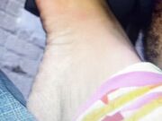 Sucking her toes and biting off her toenail