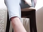 turkish mistress spitting own stockings feet.